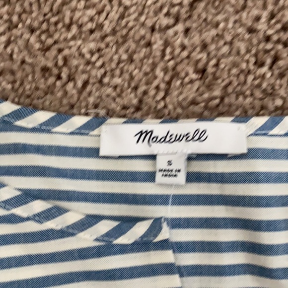 NWT Madewell Flutter-Sleeve Top Stripe small - Picture 3 of 5